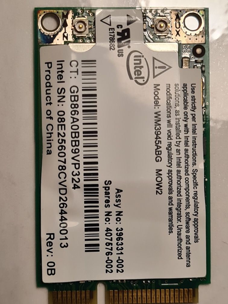 Karta wifi do laptopa. Model Intel WM3945ABG.