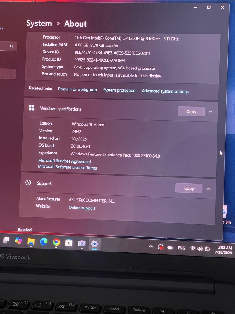 ASUS Vivobook Pro 15 OLED, GTX 1650, 512 SSD, i5 11th Gen