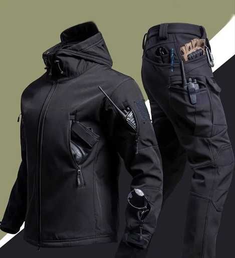 Костюм softshell чоловічий на флісі чорний