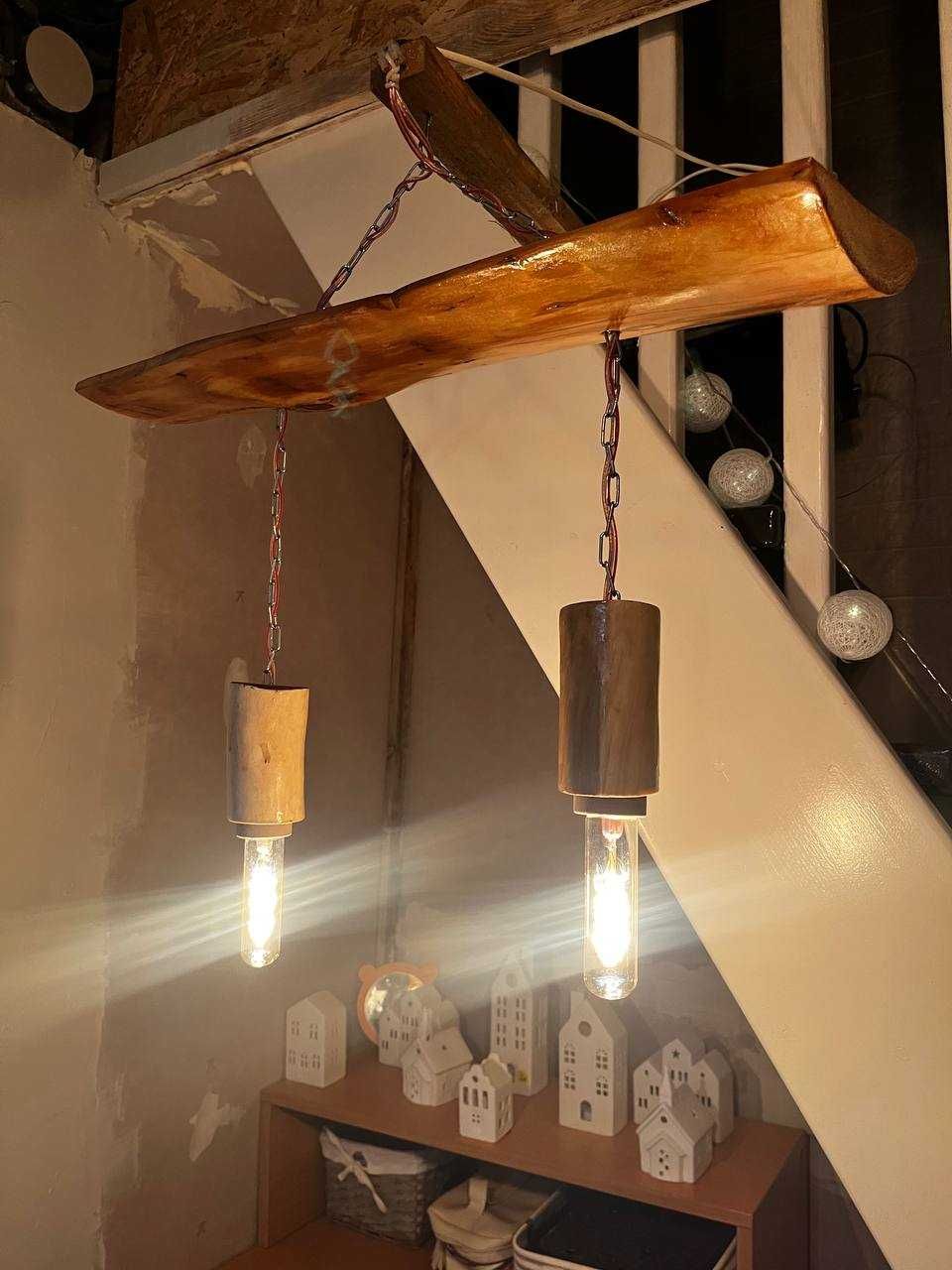 Люстра из дерева в стиле лофт, ручная работа, с лампами Edison