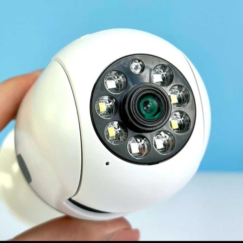 Лампочка smart камера wi-fi вулична ip поворотна цокольна відеонагляду