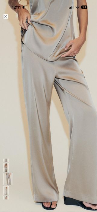 Атласні штани zara з високою посадкою