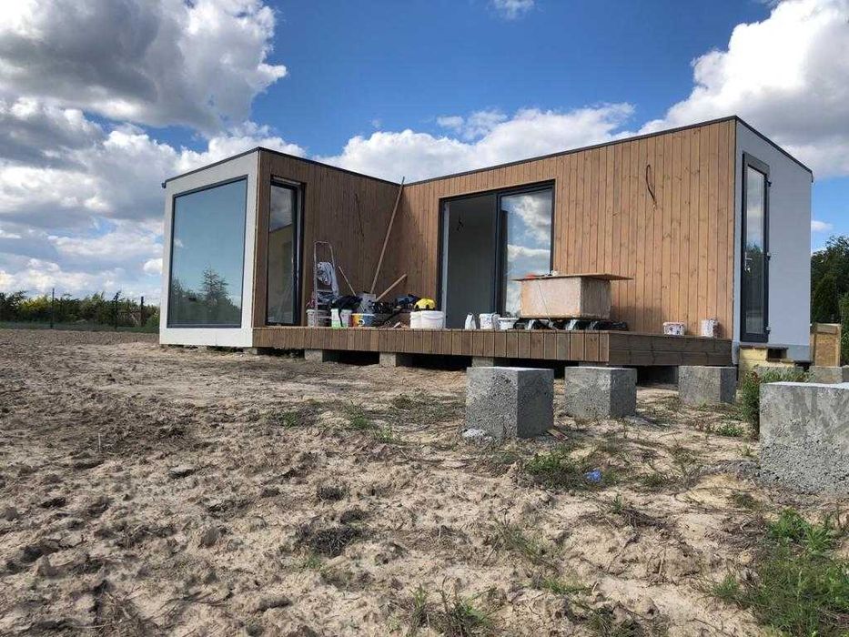 Domek bez pozwolenia do 35m2 modułowy letniskowy w kształcie litery L