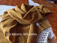 Szalik musztardowy wełna, kaszmir