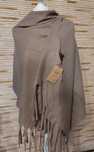 Piękny szal boho dredy 50%kaszmir50% wełna firmy Cashmere 200x66 taupe