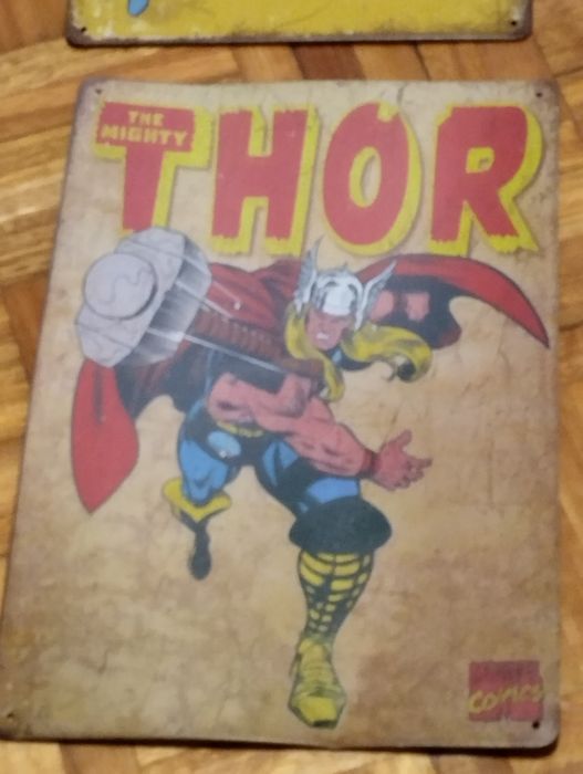 6 placas de superherois vintage