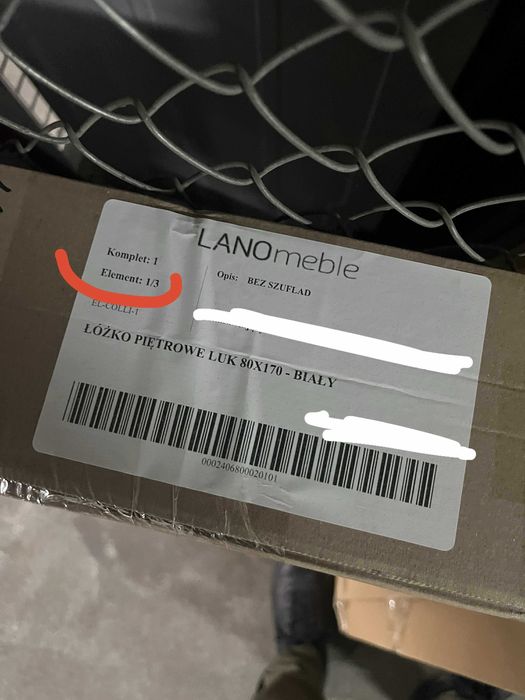 LUK 80x170 białe łóżko piętrowe Lano Meble - nowe 3 paczki