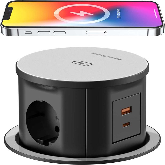 Wysuwana listwa zasilająca z USB C bezprzewodowe ładowanie 120 mm