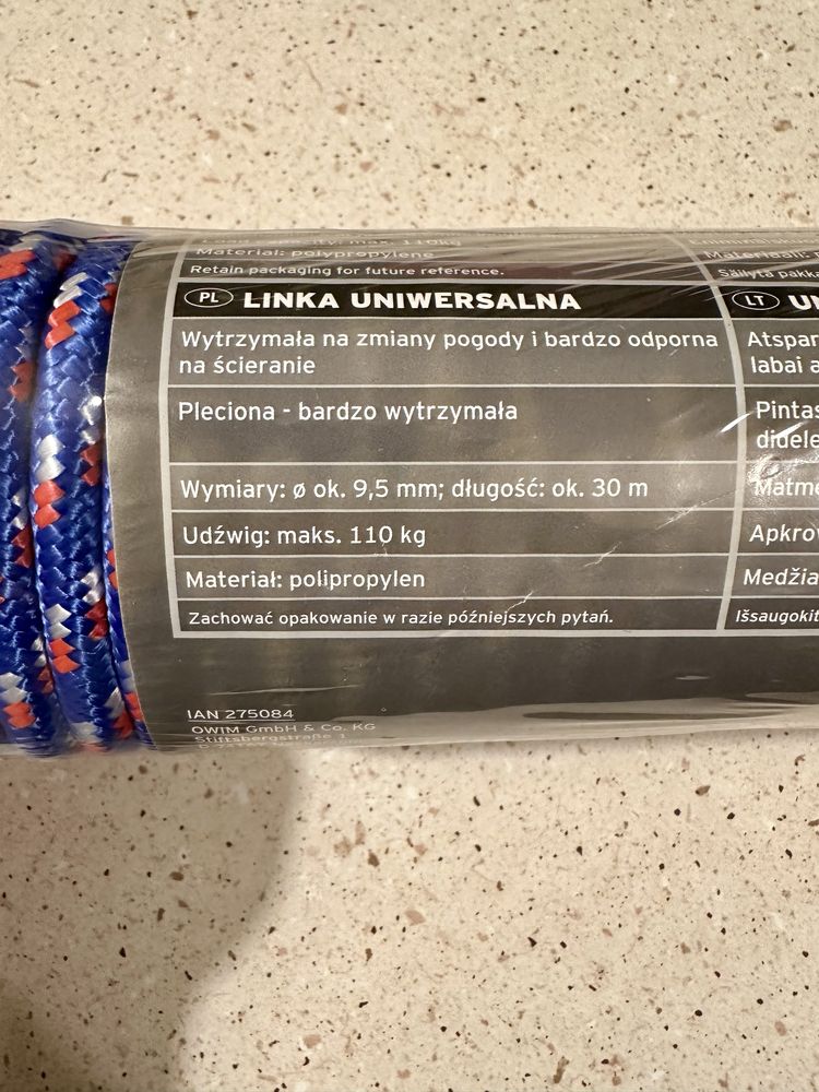 Linka uniwersalna Profi 30 m, 9,5 mm nowa