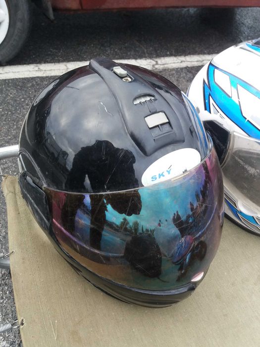 шлем-мото-вело синий с белым