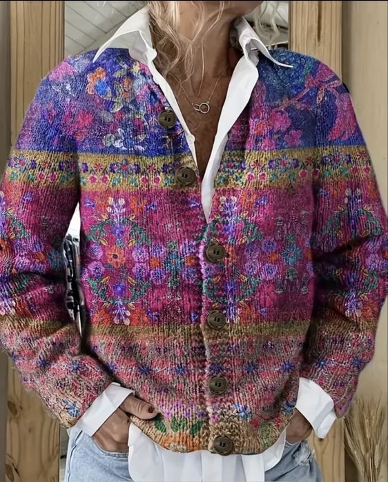 теплий кардиган у квітковий принт