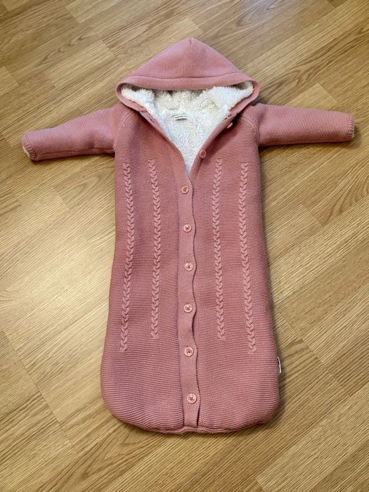Теплий в’язаний конверт/комбінезон для немовляти 0-6 місяців