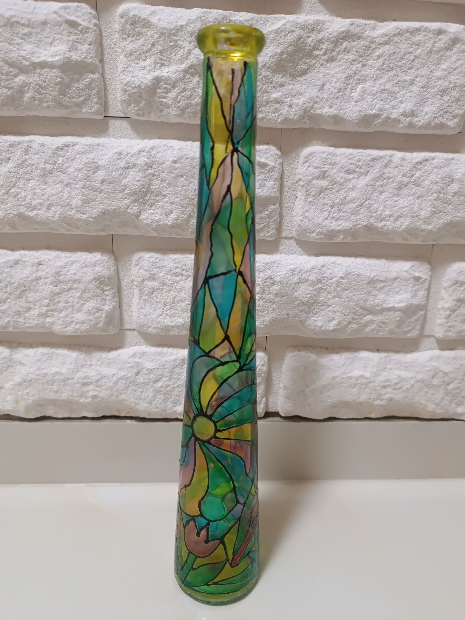 Butelki ozdobne ręcznie malowane decoupage