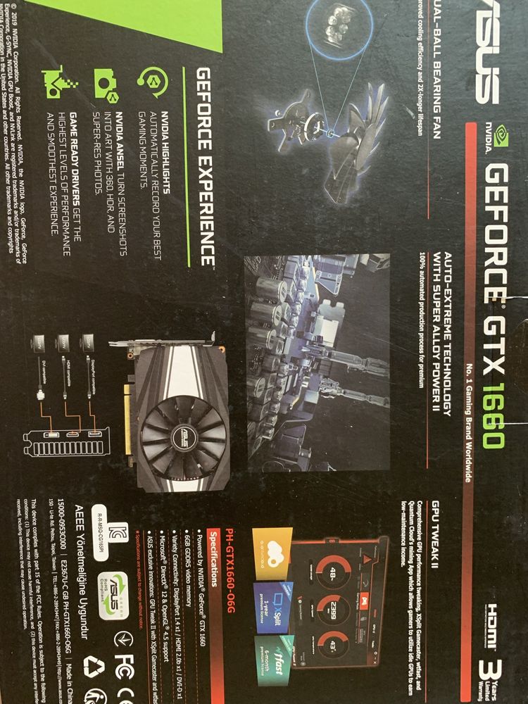 Продам видеокарту Asus PCI-E GeForce GTX1660 6Gb DDR5 .