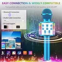 WOWSTAR mikrofon bezprzewodowy Karaoke LED głośnik Bluetooth niebieski