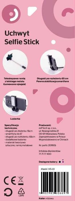 Kijek Selfie 65 cm Uniwersalny różowy