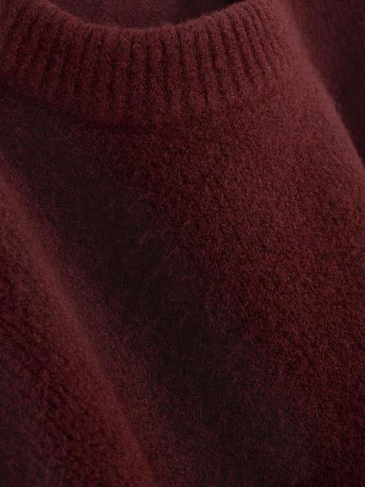 Zestaw na jesień L-XL sweter burgund oversize i dżinsy WIDE LEG taupe