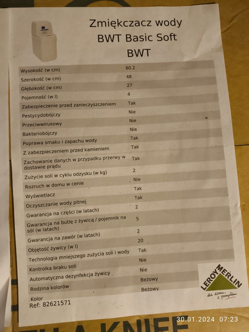 Zmiękczacz wody BASIC SOFT 16 BWTBS16 -Znanej firmy BWT