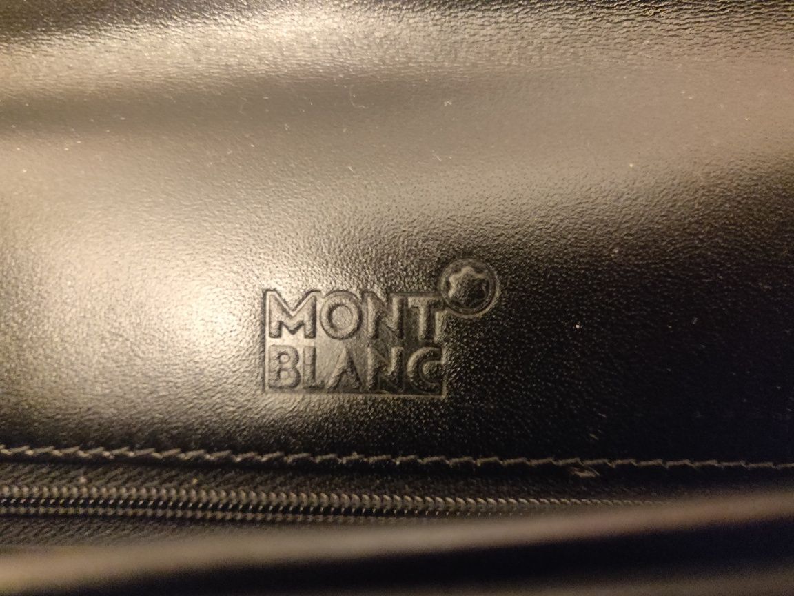 Torba czarna skórzana Mont Blanc aktówka