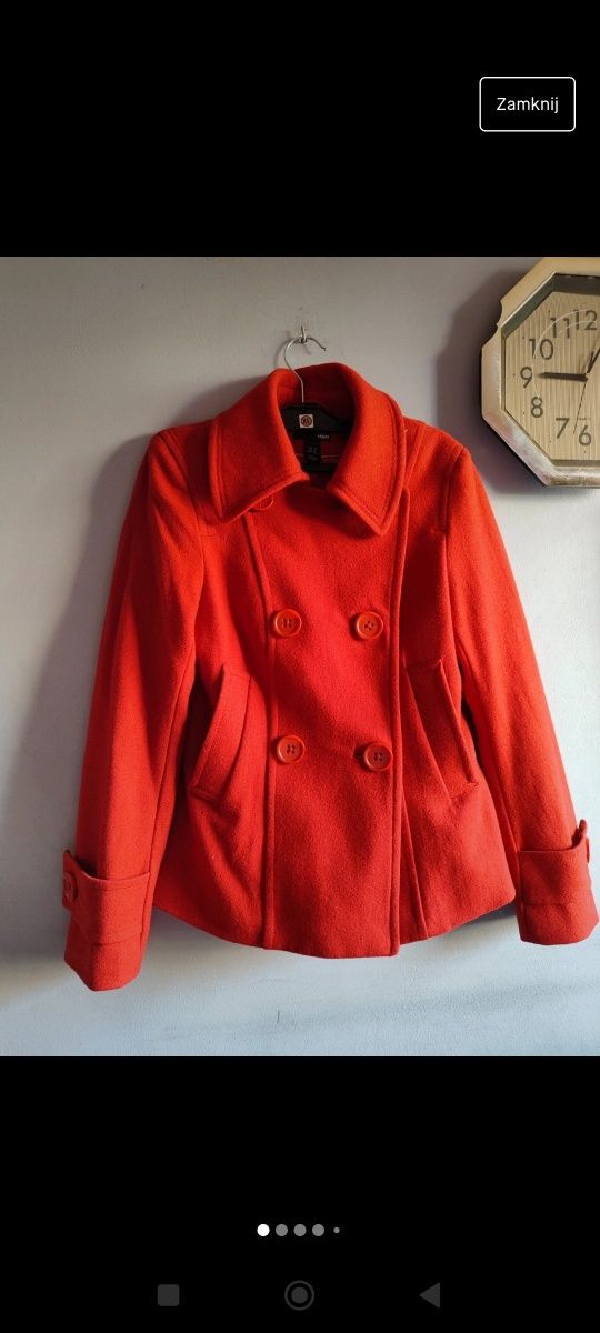 Płaszcz H&M 34 czerwony