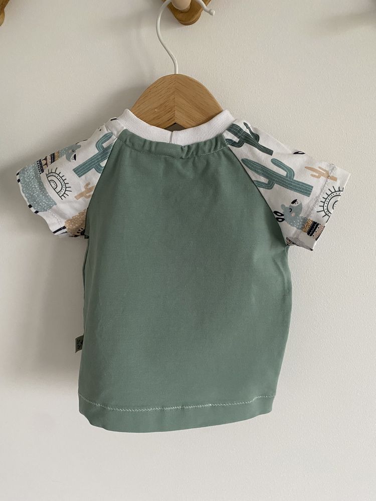 Bluzka tshirt Handmade 68 miętowy w lamy