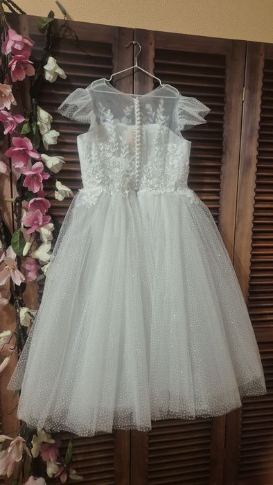 Біле плаття для дівчинки, 152-158 біла сукня на новий рік чи причастя