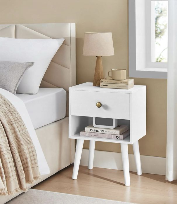 Szafka nocna stolik pomocniczy boczny biała szuflada