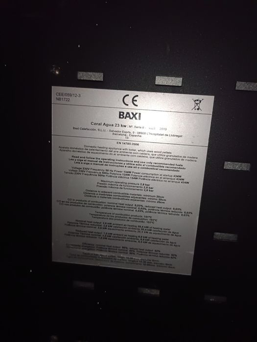 Caldeira baxi coral água 23kw 2013