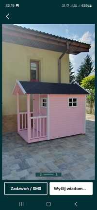 Domek drewniany ogrodowy różowy plac zabaw dla dzieci