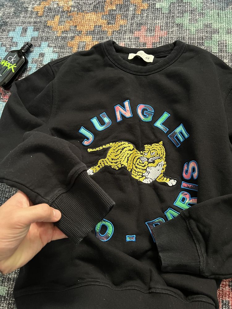 Bluza Designer H&M x Kenzo Duży Knit Logo Tygrys  Jungle Paris Black