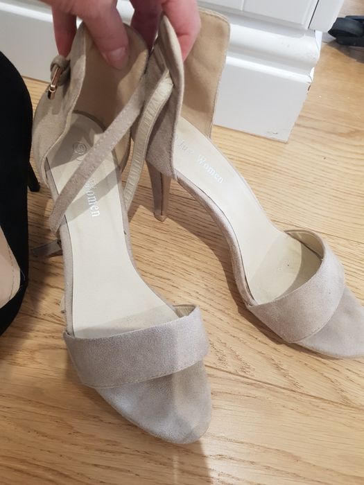 Buty na obcasie sandały szpilki 40 wysokie nude czarne
