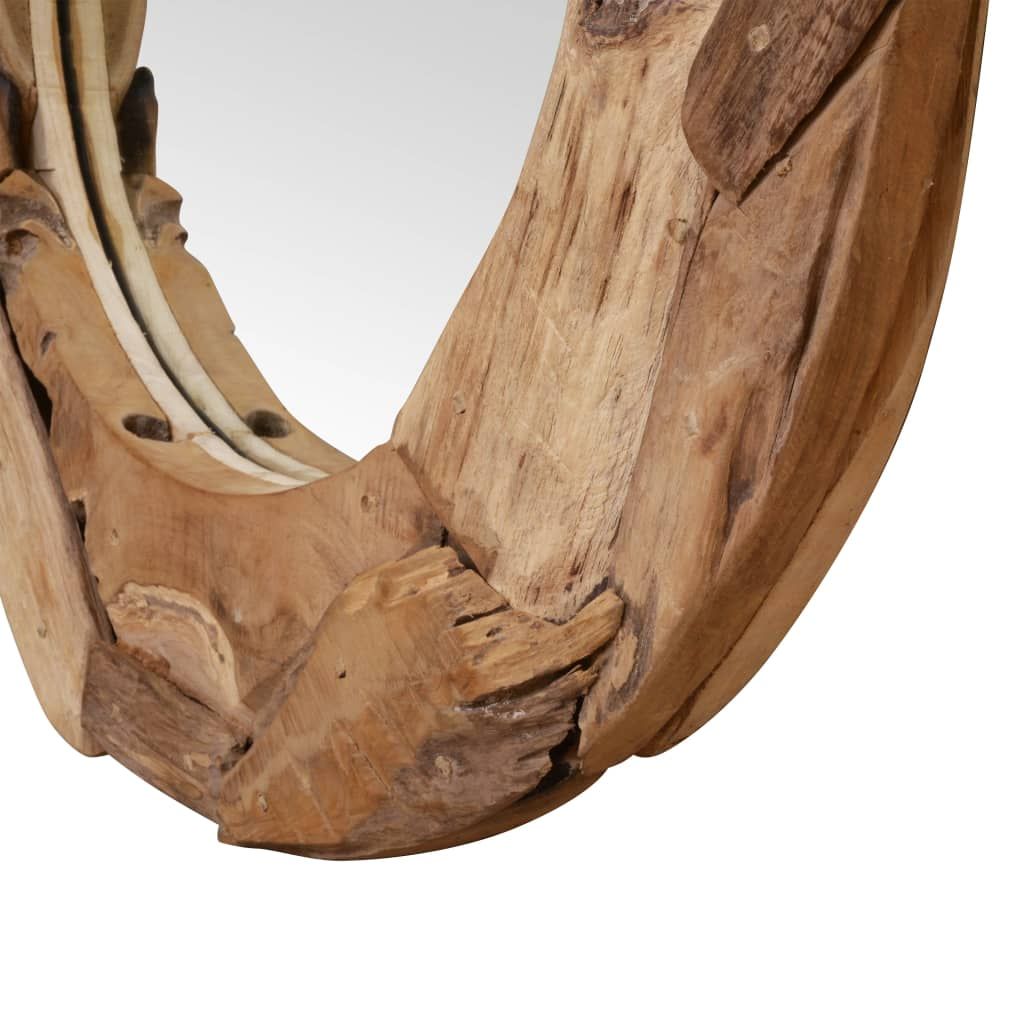 Vidaxl Lustro Dekoracyjne, Drewno Tekowe, 80 Cm, Okrągłe