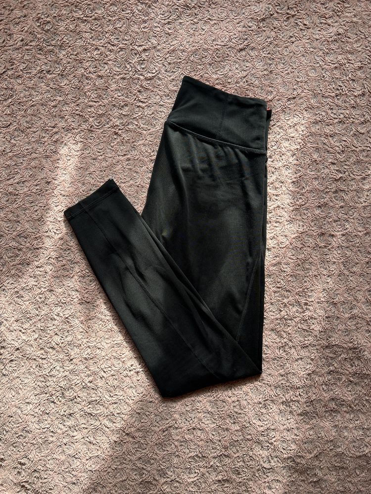 czarne nieprześwitujące leginsy legginsy wysoki stan H&M Sport S