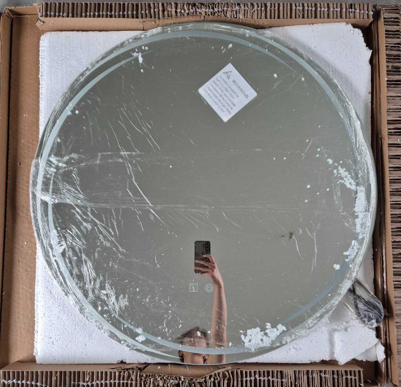 Okrągłe lustro łazienkowe LED 80 cm 3 kol. światła antypara ściemniacz