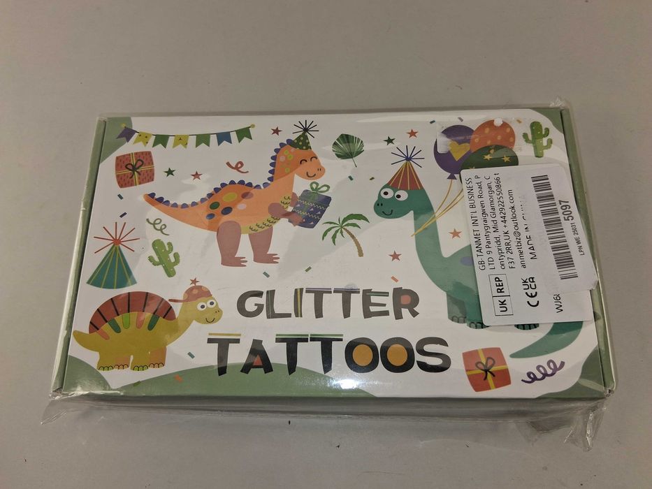 N228 Zestaw Tatuaże Brokatowe Glitter Tattoos Dinozaury Szablony