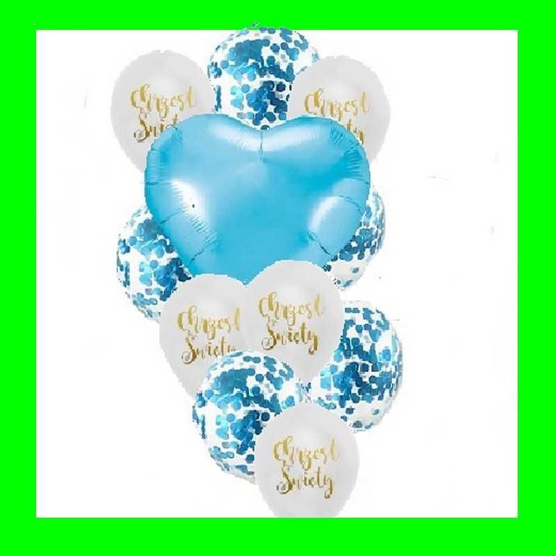 Zestaw balonów na chrzest sw niebieski -11 szt