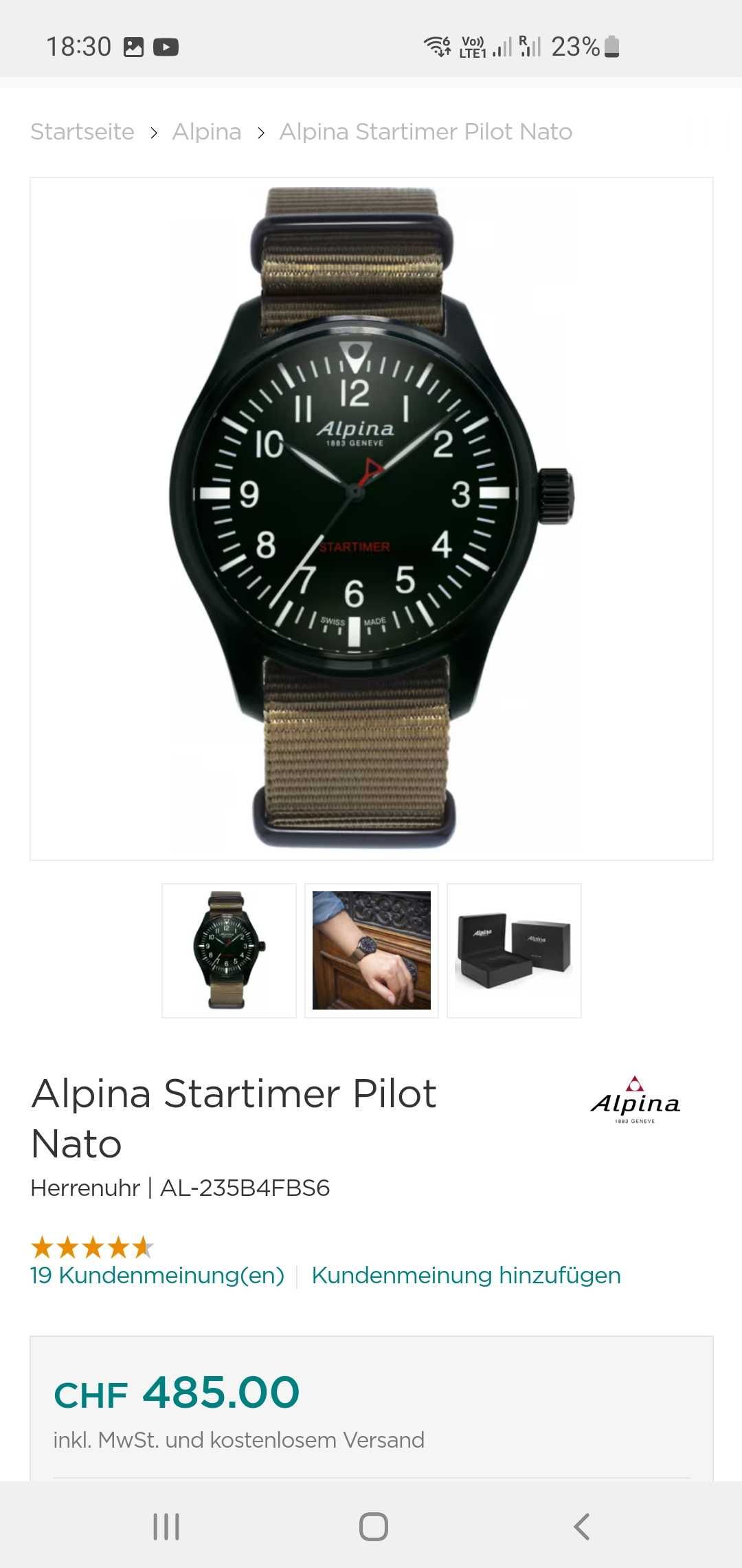 Alpina Startimer Pilot Nato AL-235B4FBS6