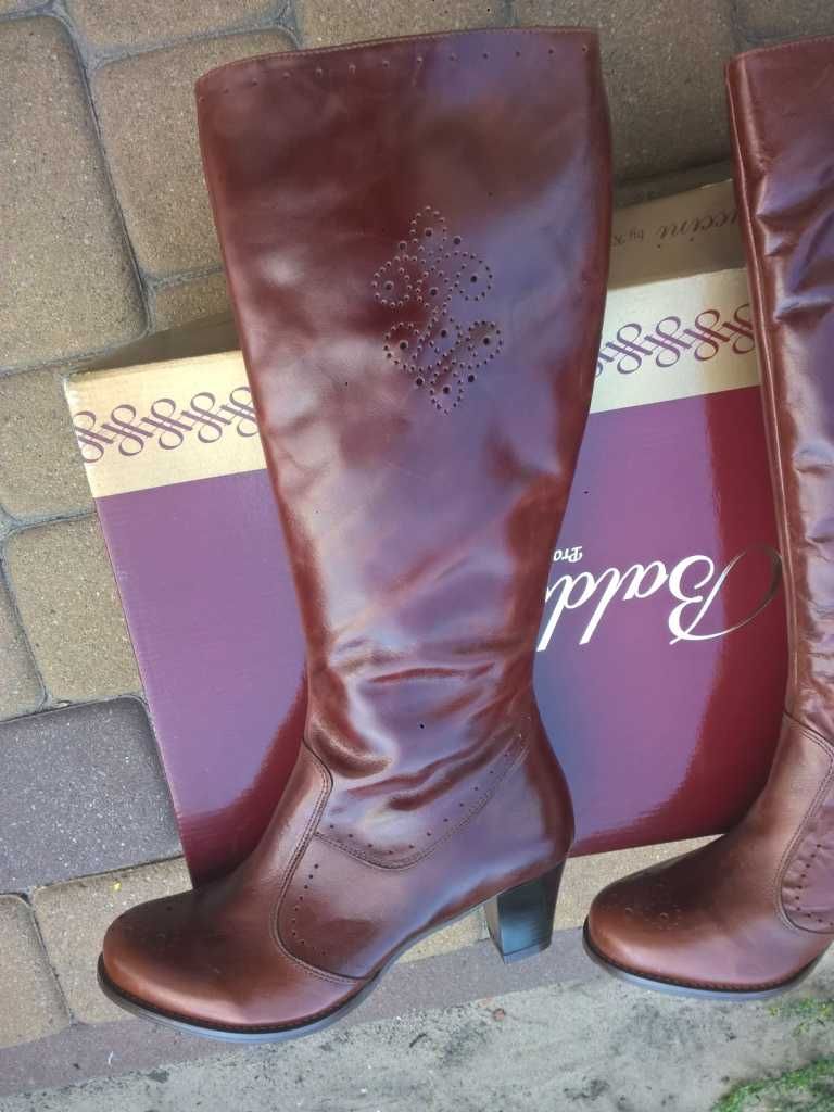 NOWE Buty-Kozaki OFICERKI Damskie37 Natural skóra100% BRĄZ I-Klasa Gw6