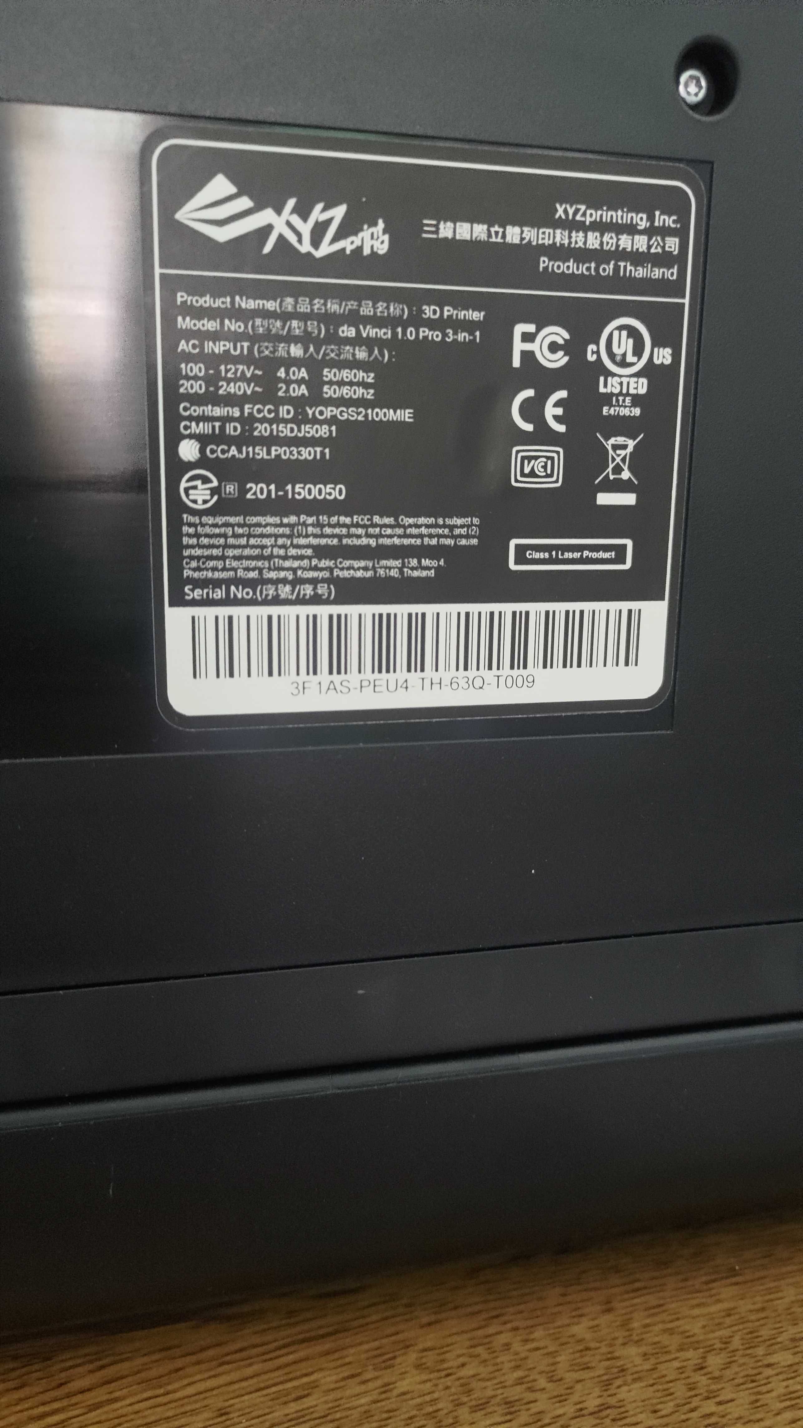 Принтер 3D XYZprinting da Vinci 1.0 Pro 3 in 1