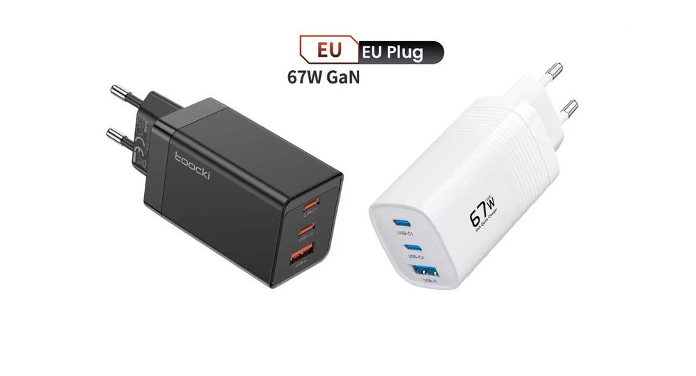 Зарядка TOOCKI 67 W GaN, ASOMETECH 67  W GaN Charger 2C+1A