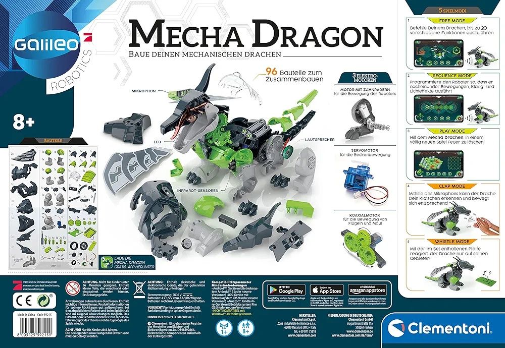 Clementoni Galileo Robotics Mecha Dragon zestaw do budowy robota smok