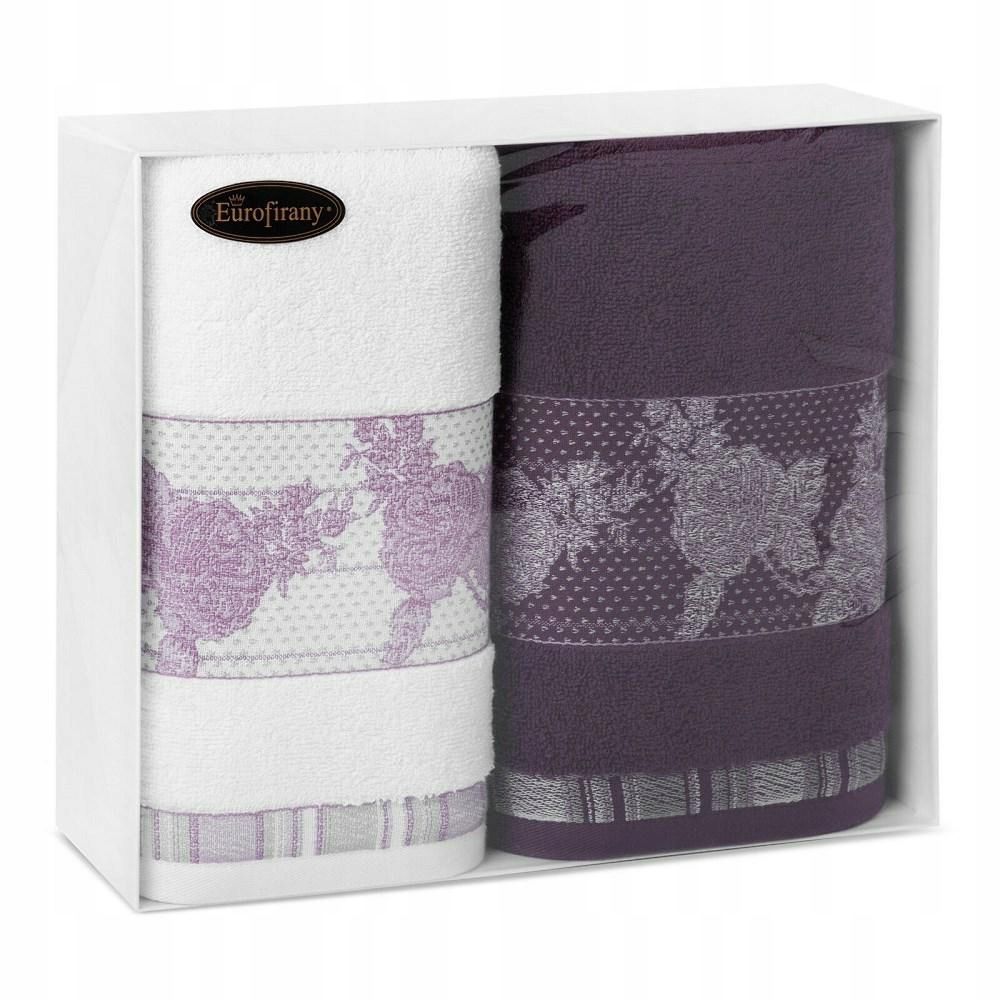 Komplet ręczników 2 szt 2x70/140 biały fioletowy