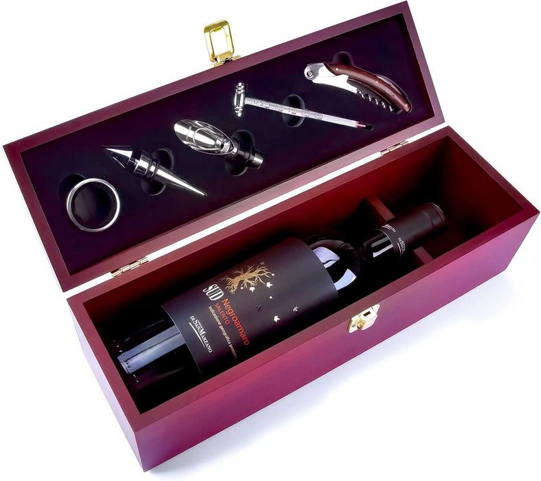 Goods & Gadgets Skrzynka na wino zestaw sommelierski z akcesoriami