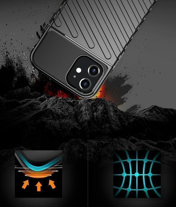 Thunder Case Elastyczne Pancerne Etui Pokrowiec Iphone 12 Mini Czarny