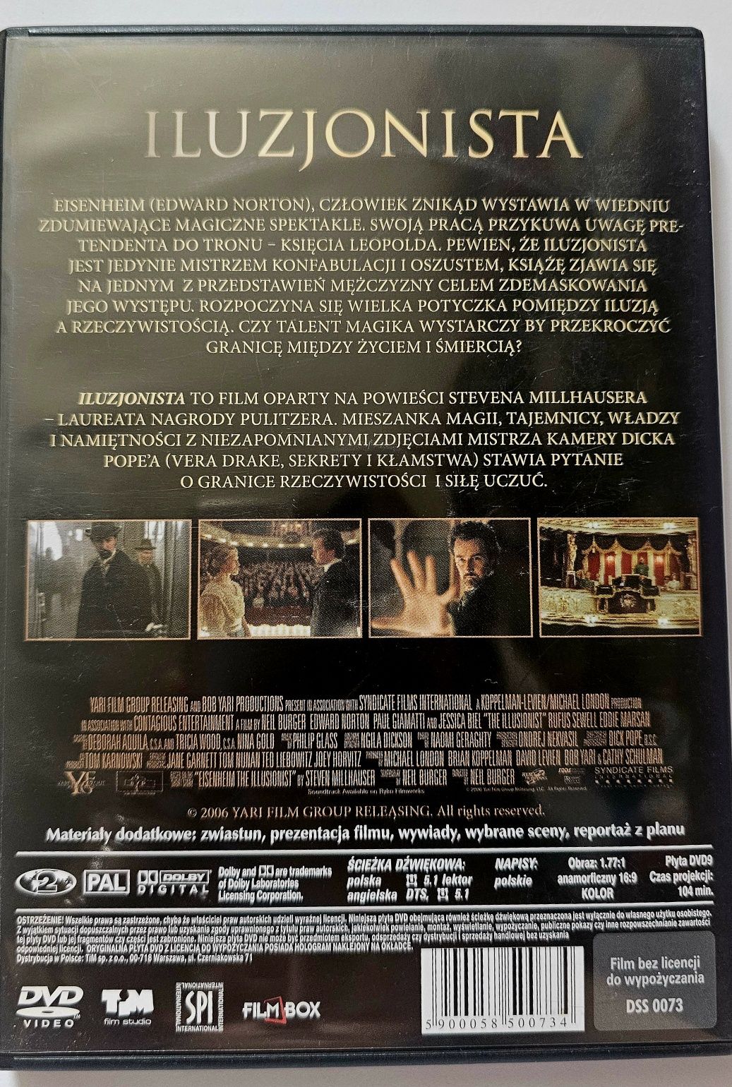 Iluzjonista film płyta dvd Edward Norton