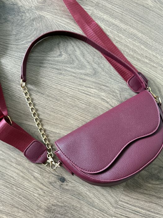 Torebka bordowa saddle bag półksiężyc