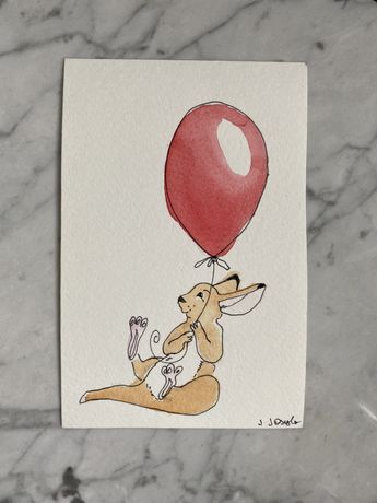 Kartka okolicznościowa kangur balon urodziny roczek chrzciny