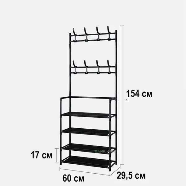 Напольная вешалка для одежды с полками и крючками. Вішалка для одягу