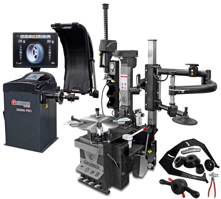 WULKANIZACJA Montażownica 2xBiegowa + Wyważarka z LASEREM Monitor