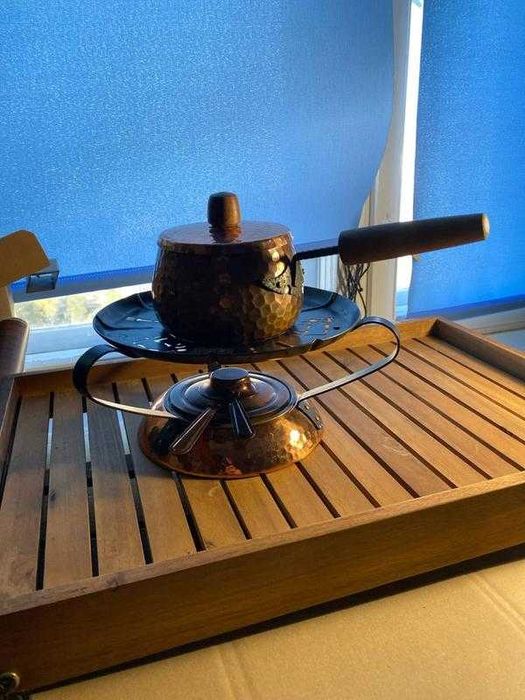 Вінтажна фондюшниця з міді та сталі. виробник sigg, швейцарія